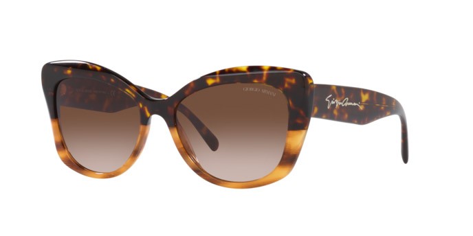 Sonnenbrillen Giorgio Armani AR 8161 (592913) farbe havana/striped brown form cat-eye gläser gradient brown