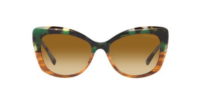 Sunglasses Giorgio Armani AR 8161 (59302L) color green havana/striped brown shape cat eye lenses green gradient