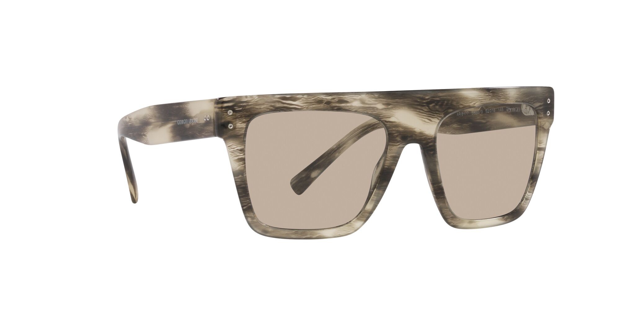 Sonnenbrillen Giorgio Armani AR 8177 (5922/3) farbe striped light grey form quadratisch gläser marrone chiaro