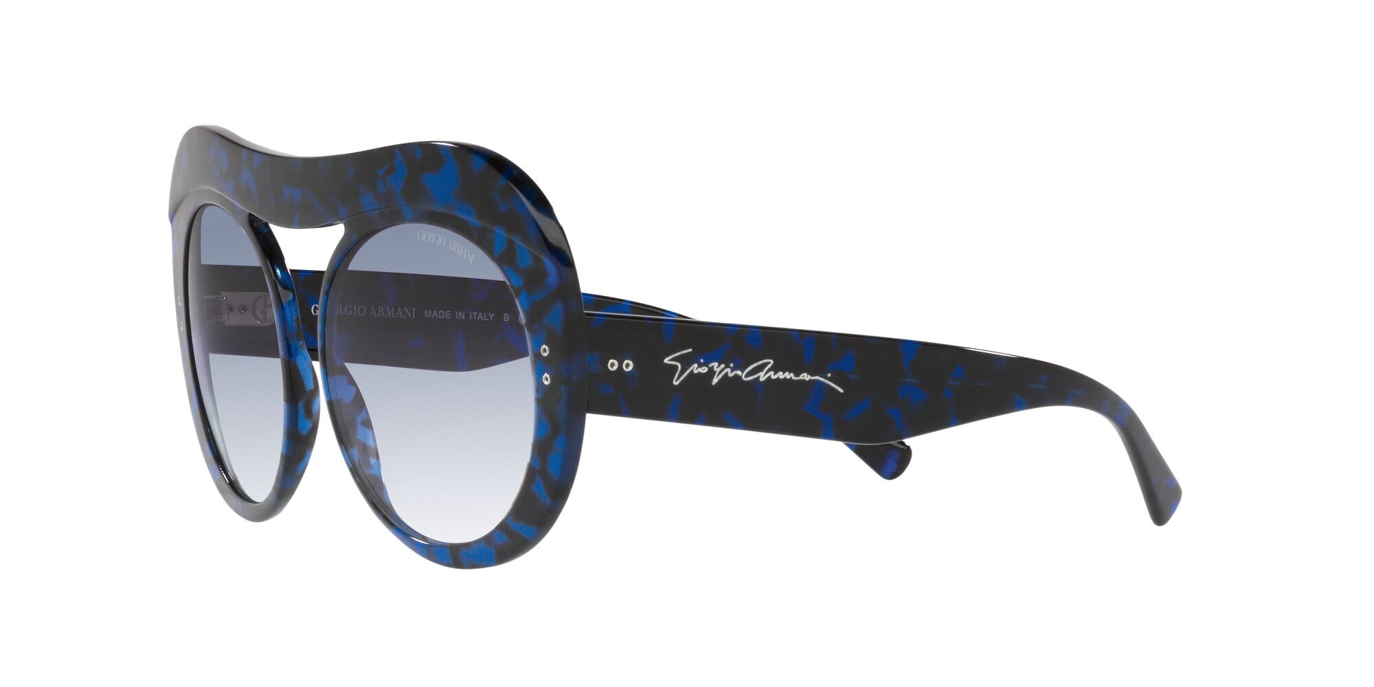 Sonnenbrillen Giorgio Armani AR 8178 (596819) farbe blu tartarugato form rund gläser trasparente sfumato azzurro