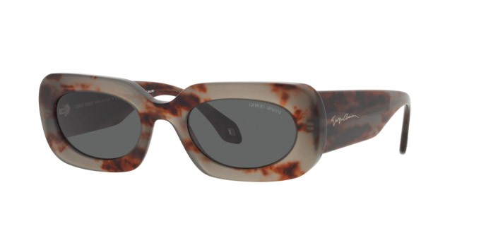 Occhiali da sole Giorgio Armani AR 8182 (5976B1) colore havana grigio forma rettangolare lenti grigio scuro