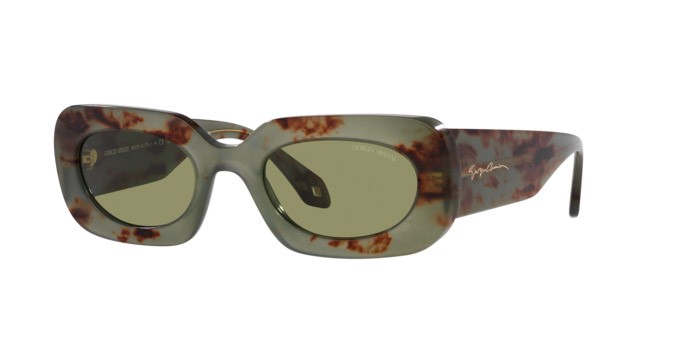 Occhiali da sole Giorgio Armani AR 8182 (597714) colore havana verde forma rettangolare lenti verde