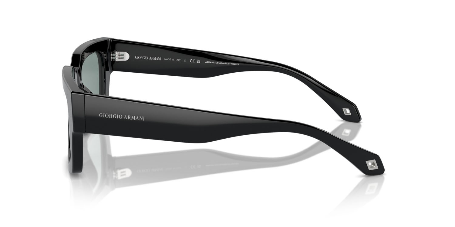 Sunglasses Giorgio Armani AR 8184U (587556) color nero shape rectangle lenses grey vintage blue