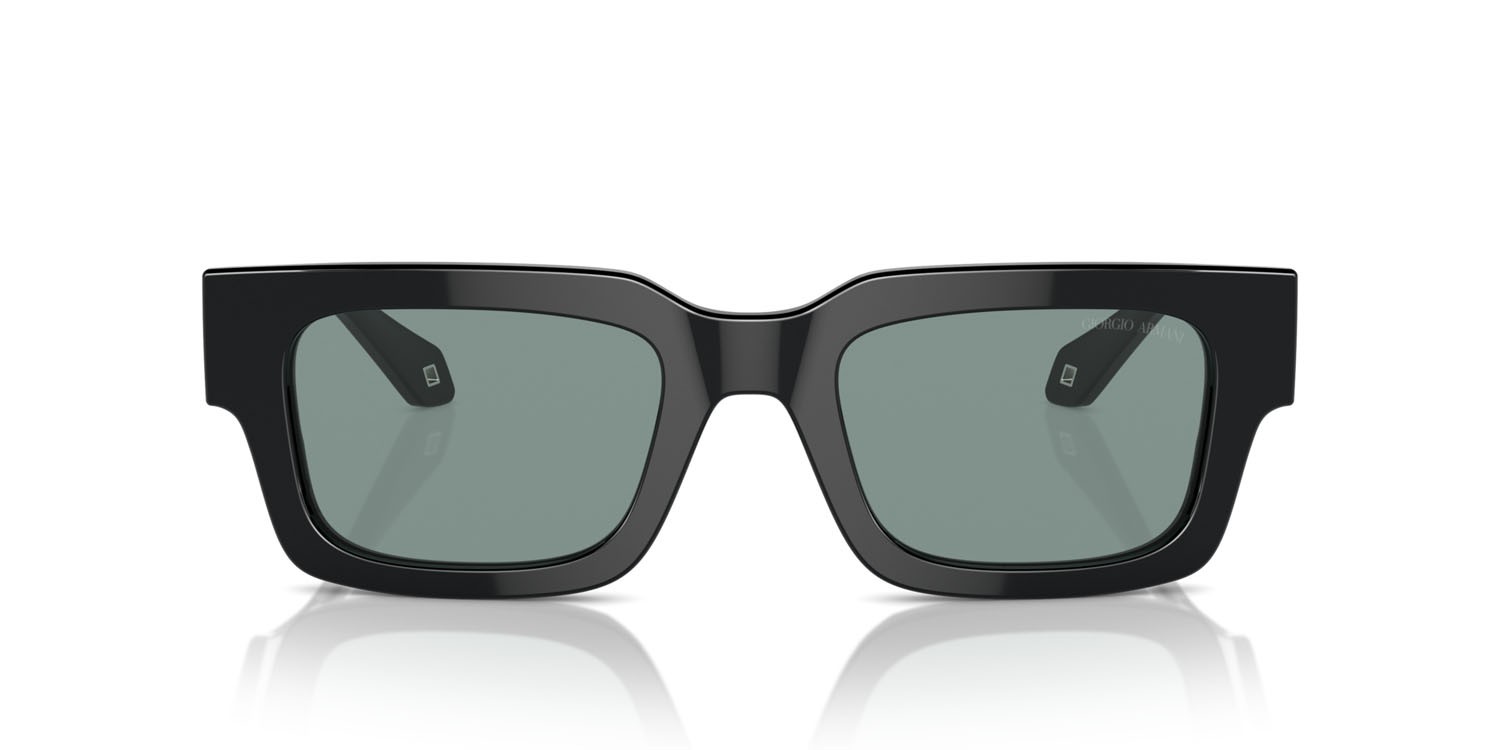 Sunglasses Giorgio Armani AR 8184U (587556) color nero shape rectangle lenses grey vintage blue