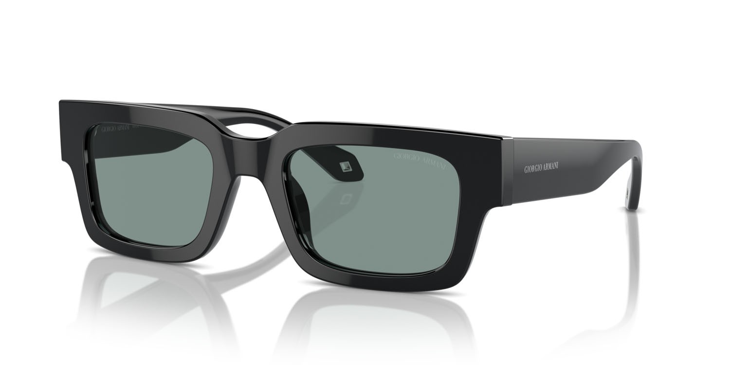 Sunglasses Giorgio Armani AR 8184U (587556) color nero shape rectangle lenses grey vintage blue