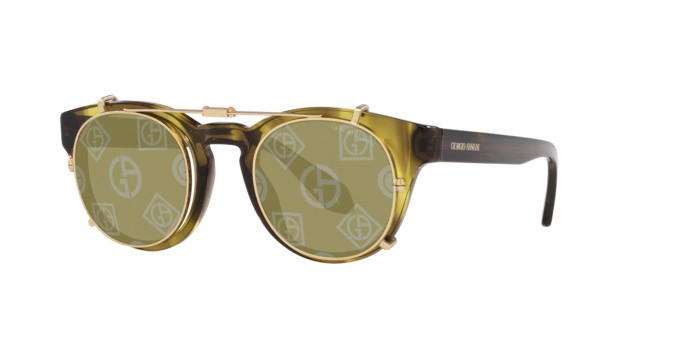 Sunglasses Giorgio Armani AR 8190U (59871W) color striato verde shape pantos lenses trasparente