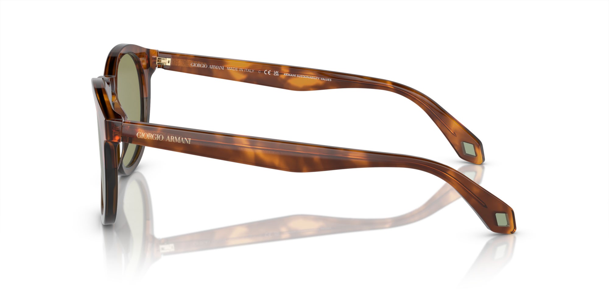 Sonnenbrillen Giorgio Armani AR 8192 (598814) farbe rosso havana/verde oliva opalino form pantos gläser verde
