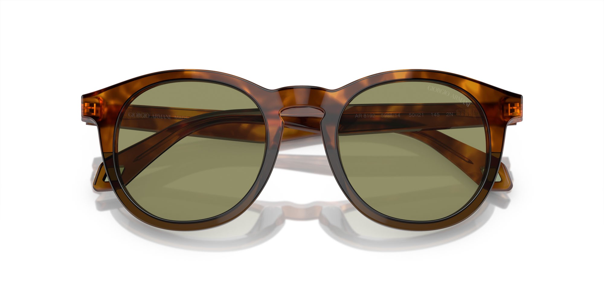 Sonnenbrillen Giorgio Armani AR 8192 (598814) farbe rosso havana/verde oliva opalino form pantos gläser verde
