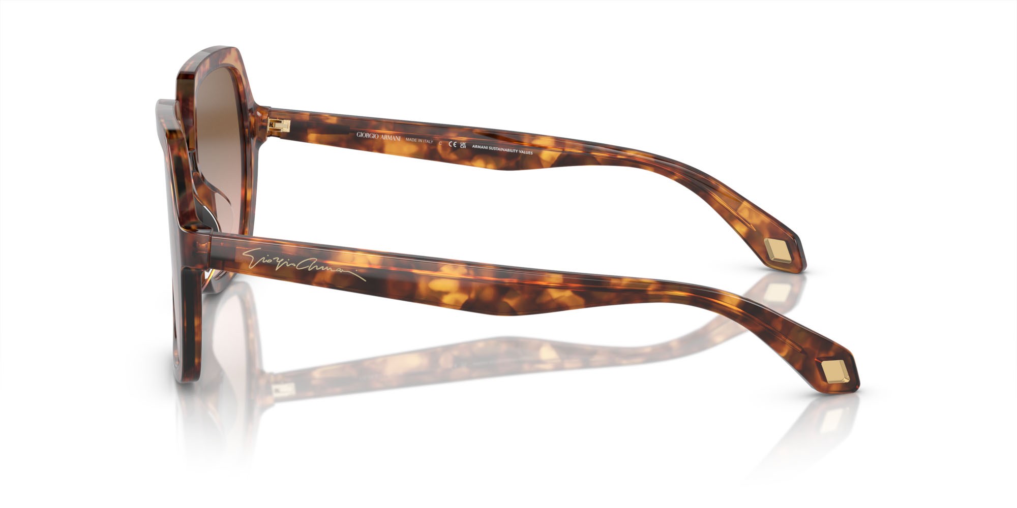 Sunglasses Giorgio Armani AR 8193U (603351) color arancione havana/rosso havana shape square lenses marrone sfumato