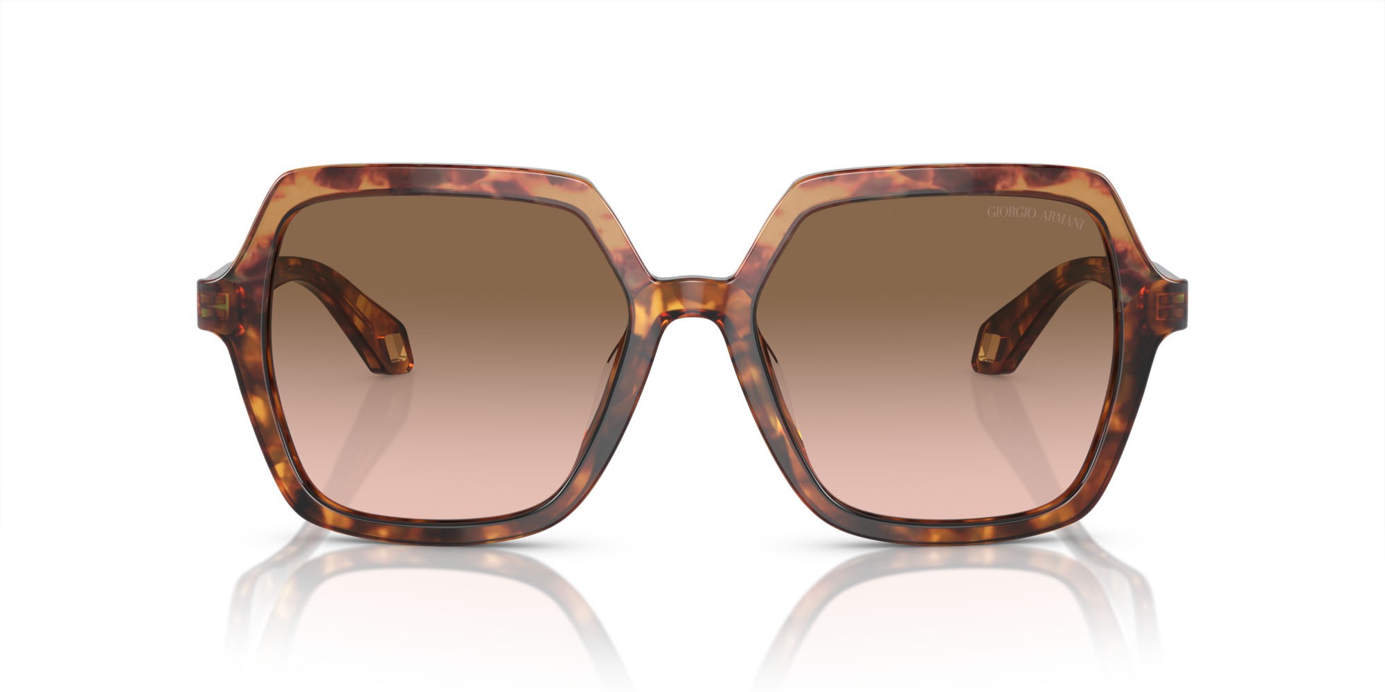 Sunglasses Giorgio Armani AR 8193U (603351) color arancione havana/rosso havana shape square lenses marrone sfumato