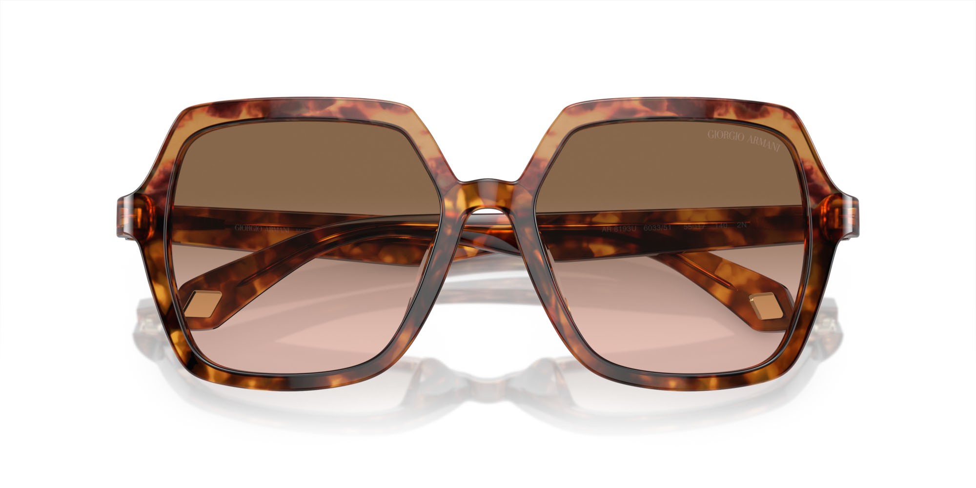 Sunglasses Giorgio Armani AR 8193U (603351) color arancione havana/rosso havana shape square lenses marrone sfumato