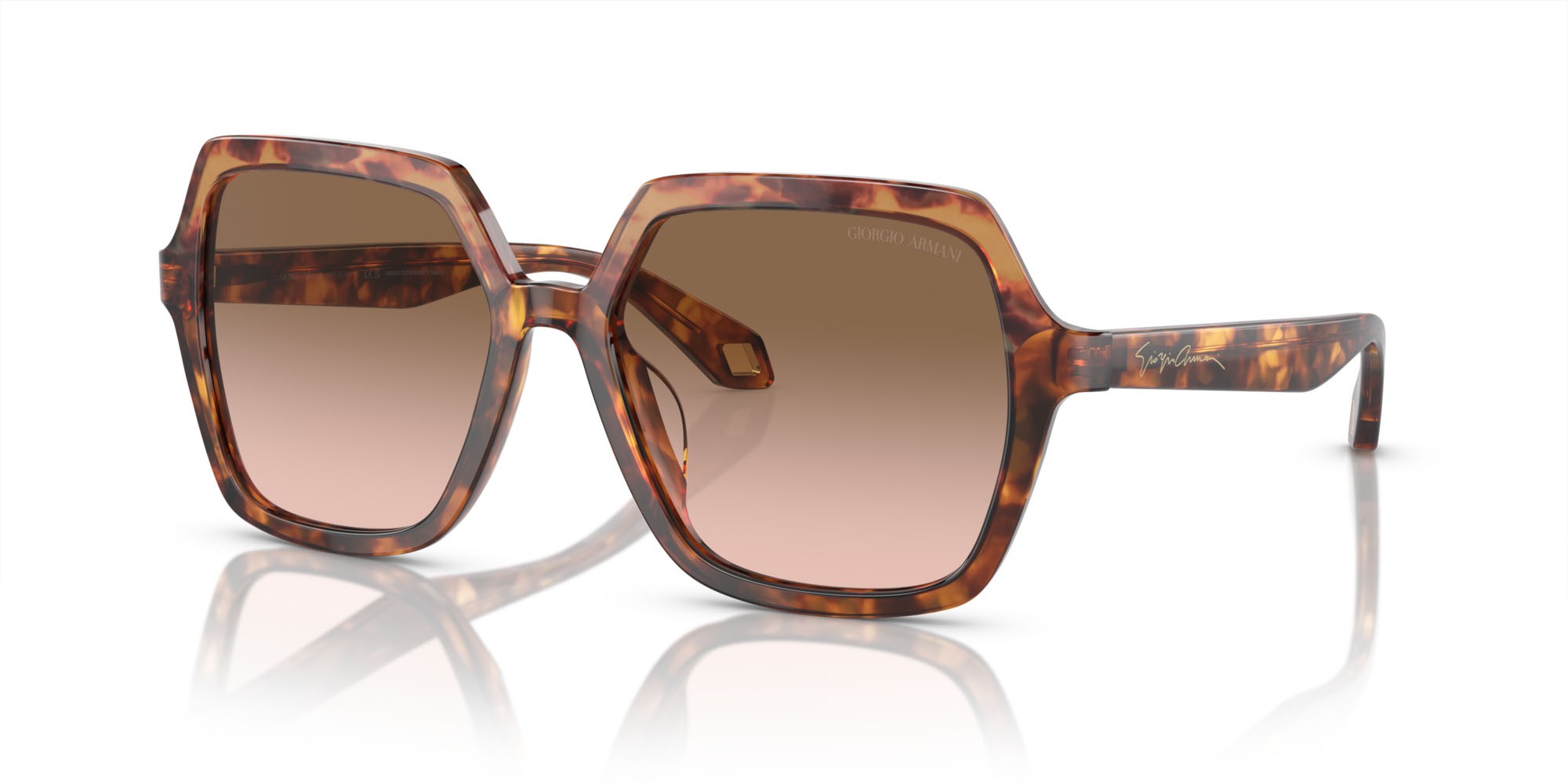 Sunglasses Giorgio Armani AR 8193U (603351) color arancione havana/rosso havana shape square lenses marrone sfumato