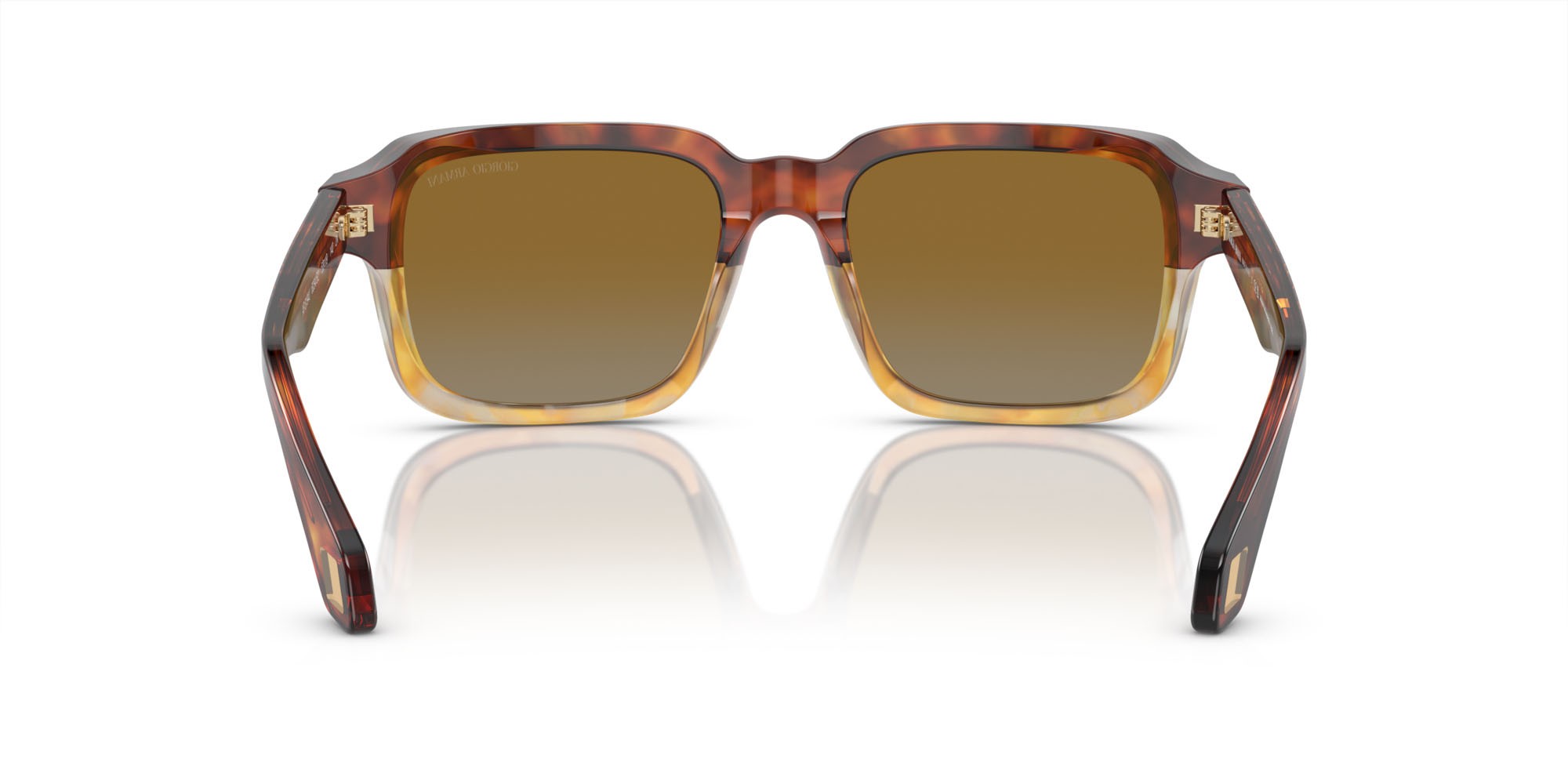 Occhiali da sole Giorgio Armani AR 8194U (6034B2) colore rosso havana/miele havana forma rettangolare lenti grigio chiaro sfumato giallo
