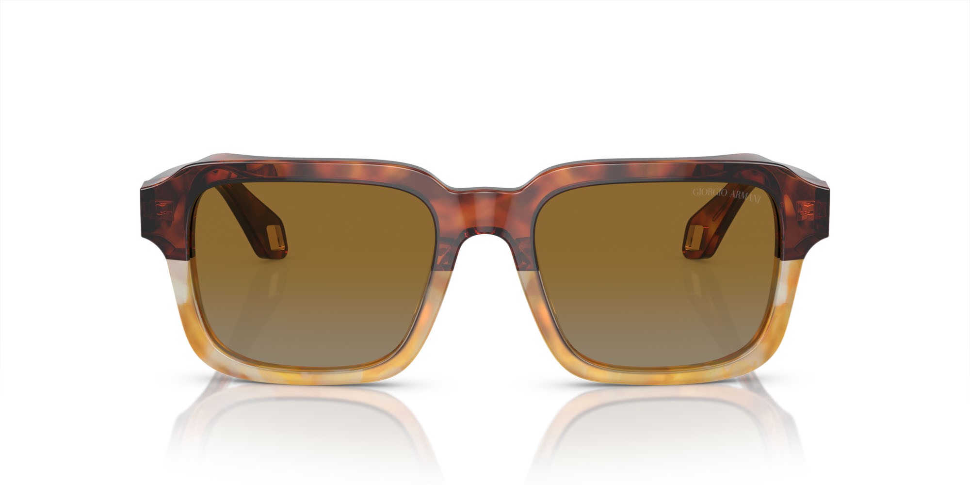 Occhiali da sole Giorgio Armani AR 8194U (6034B2) colore rosso havana/miele havana forma rettangolare lenti grigio chiaro sfumato giallo