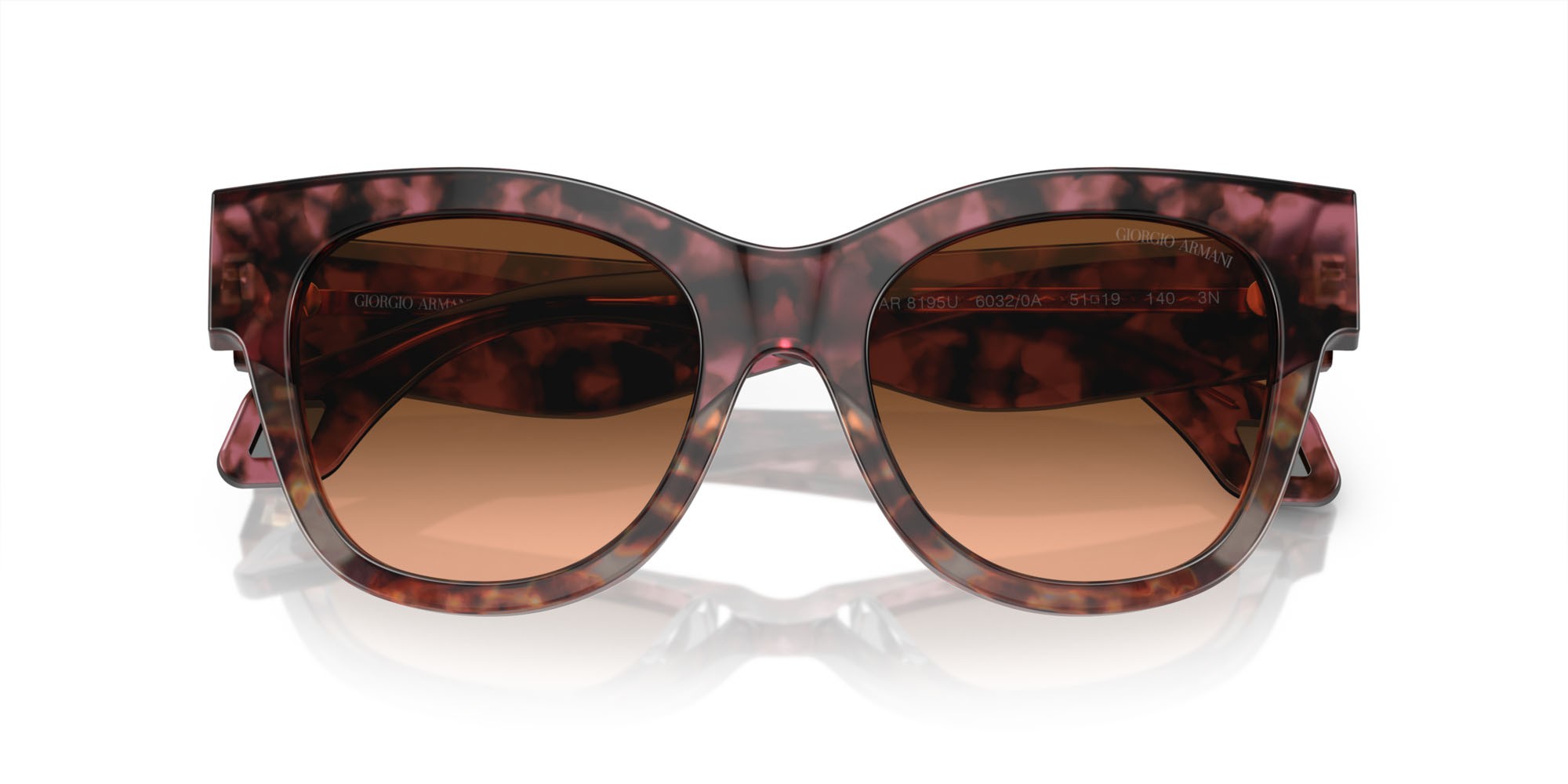 Sonnenbrillen Giorgio Armani AR 8195U (60320A) farbe bordeaux havana/grigio havana form quadratisch gläser rosa sfumato marrone