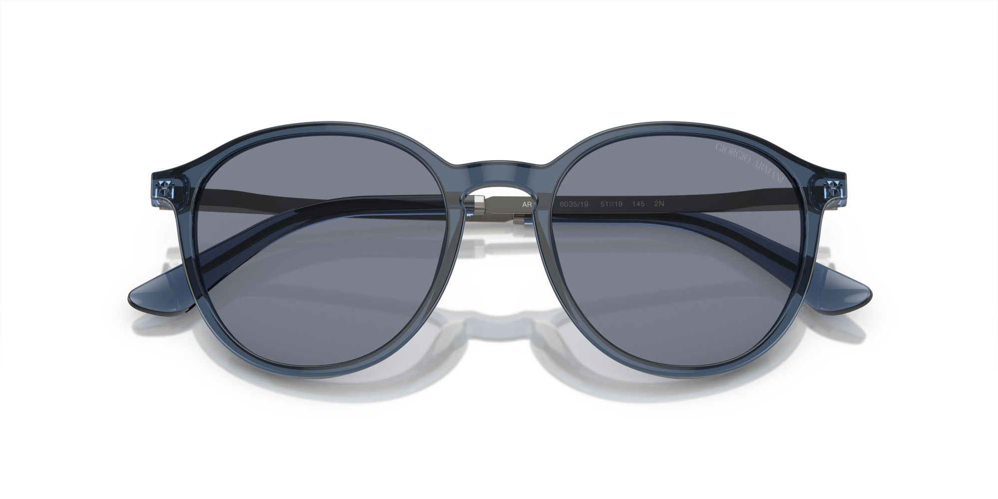 Occhiali da sole Giorgio Armani AR 8196 (603519) colore blu trasparente forma pantos lenti blu