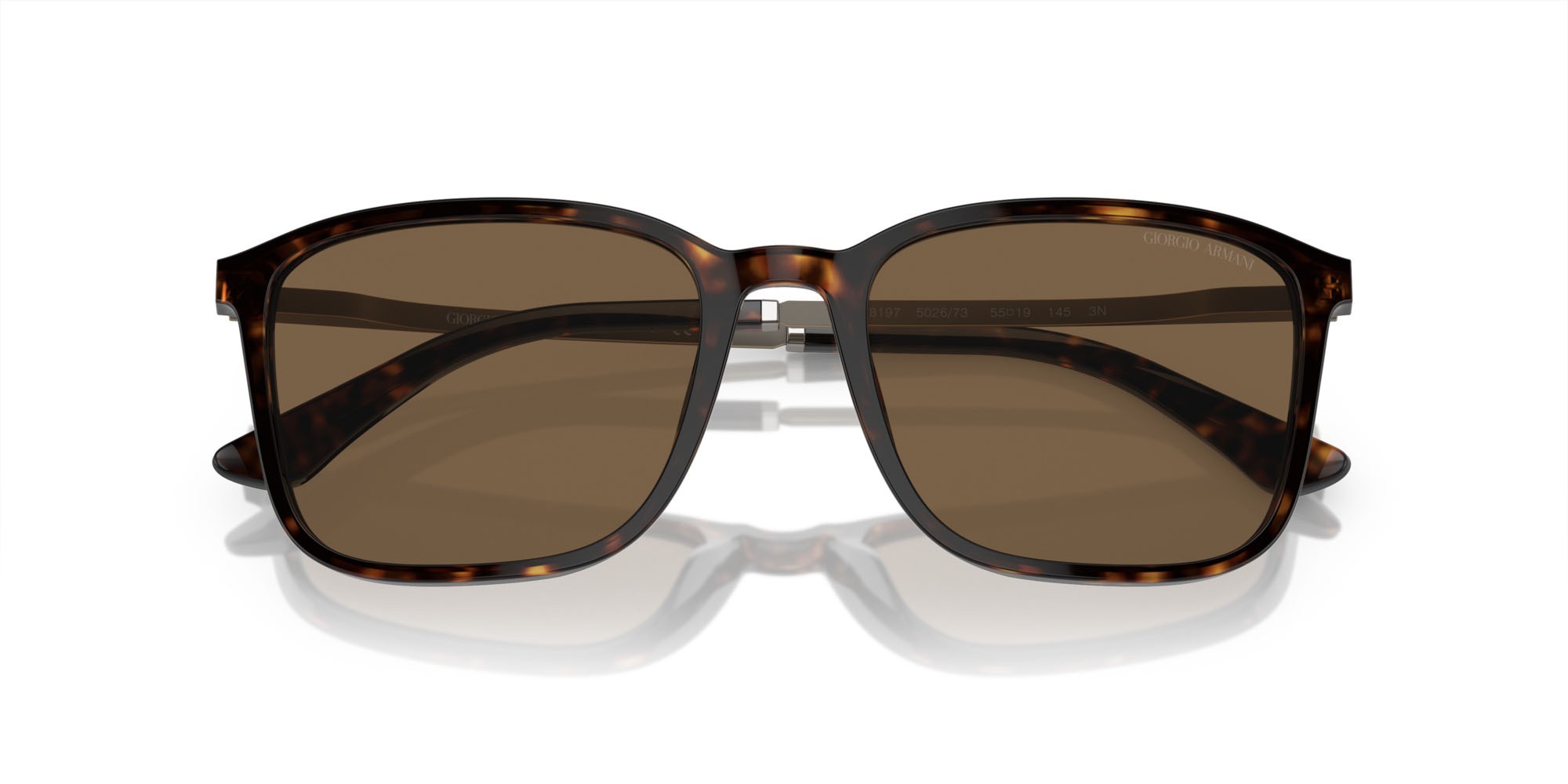 Occhiali da sole Giorgio Armani AR 8197 (502673) colore havana forma rettangolare lenti marrone scuro
