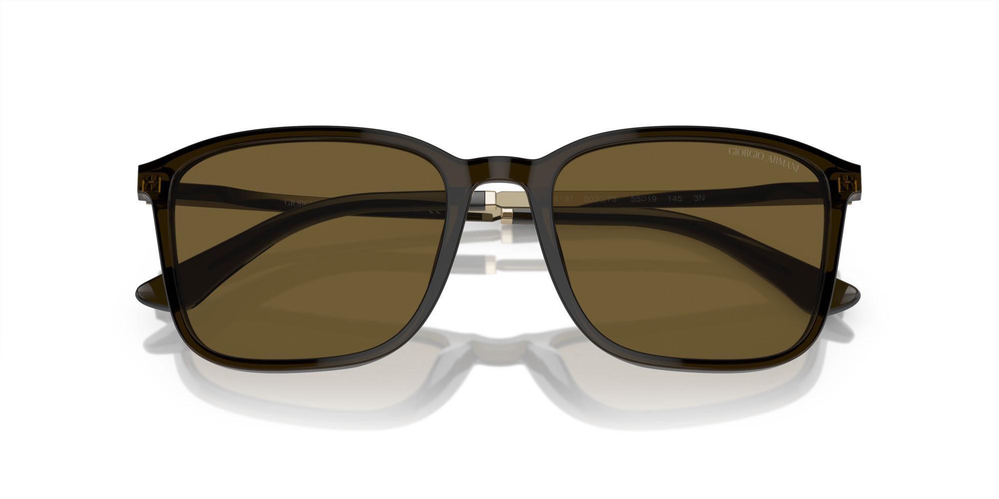 Sonnenbrillen Giorgio Armani AR 8197 (503073) farbe verde oliva trasparente form rechteckig gläser marrone scuro