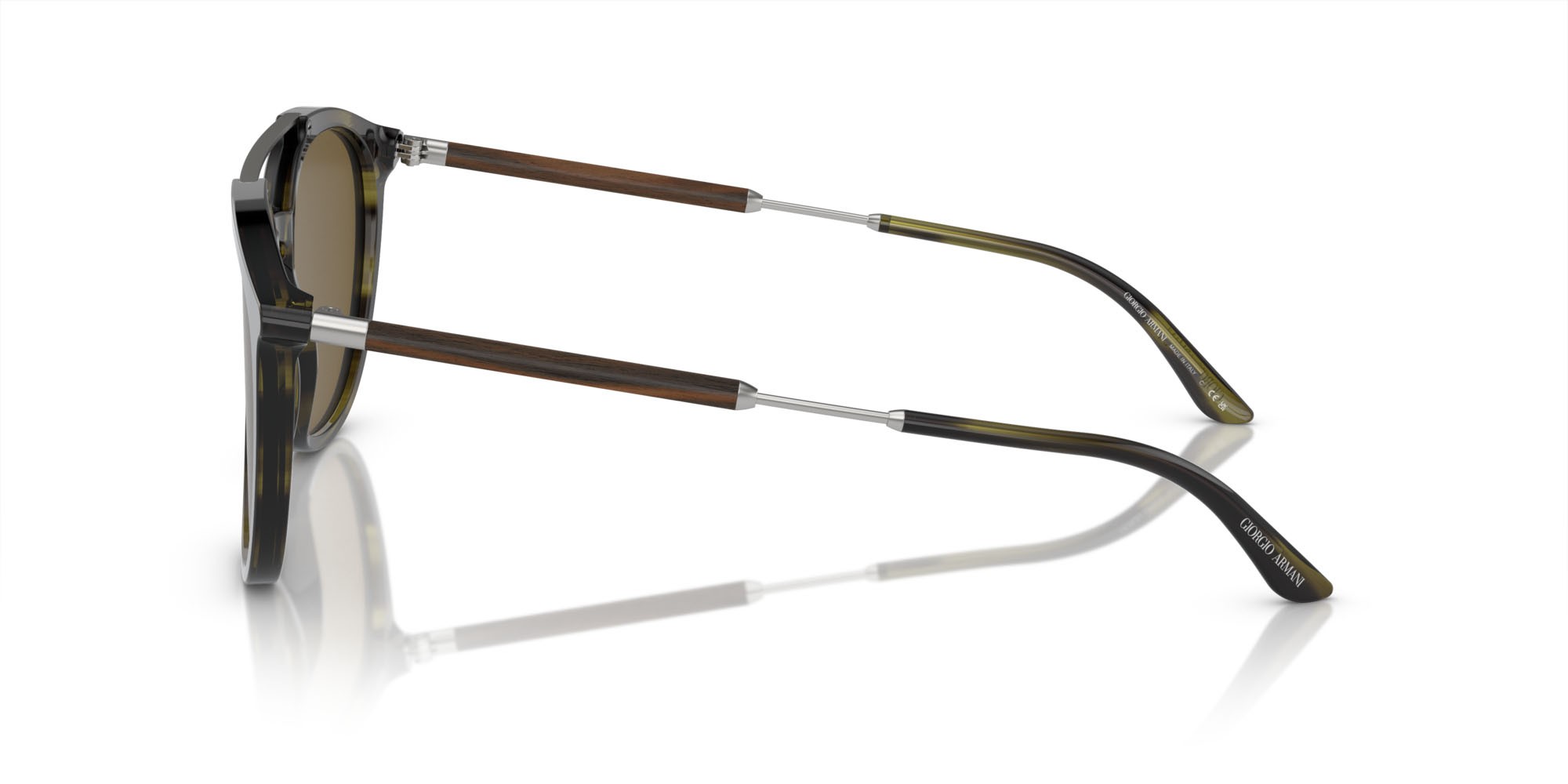 Sunglasses Giorgio Armani AR 8198 (603873) color striato verde shape square lenses marrone scuro