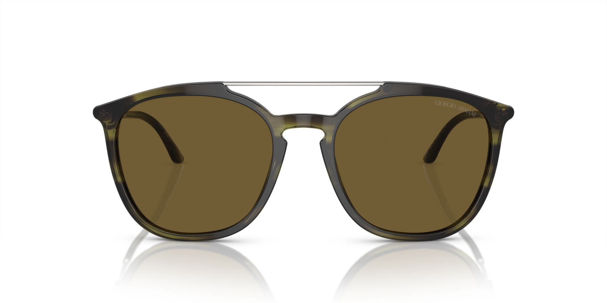 Sunglasses Giorgio Armani AR 8198 (603873) color striato verde shape square lenses marrone scuro