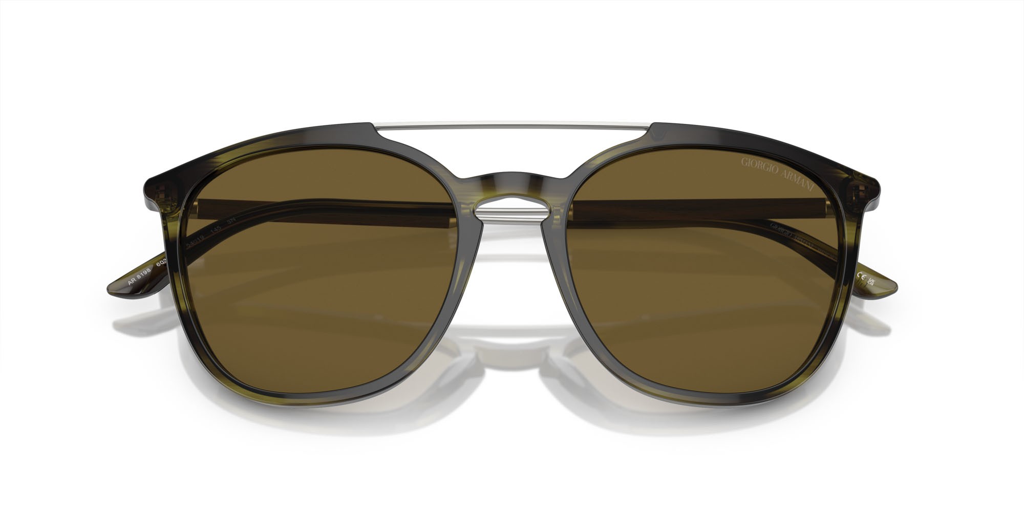 Sunglasses Giorgio Armani AR 8198 (603873) color striato verde shape square lenses marrone scuro