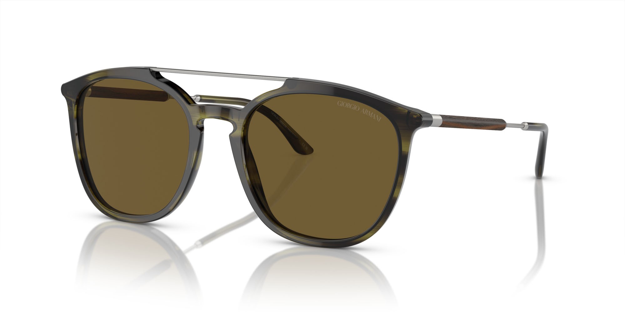 Sunglasses Giorgio Armani AR 8198 (603873) color striato verde shape square lenses marrone scuro