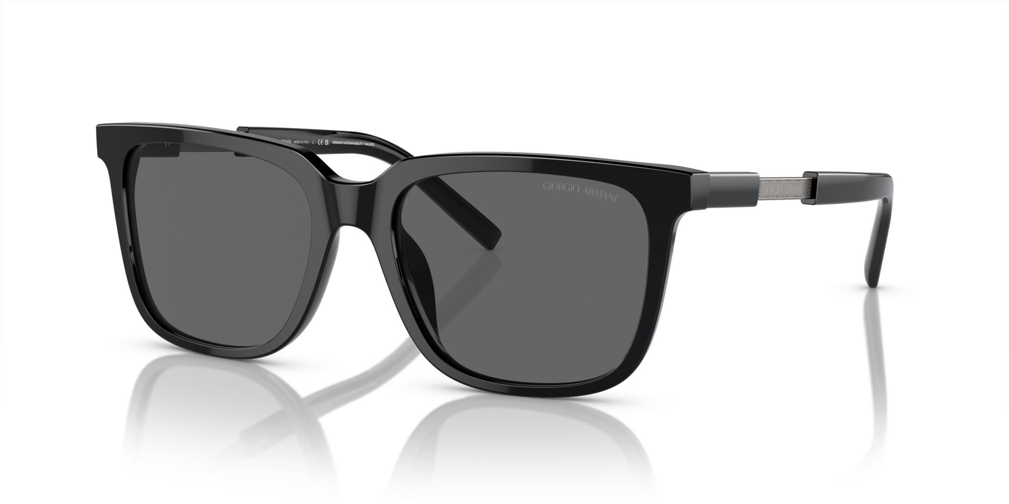 Sunglasses Giorgio Armani AR 8202U (587587) color nero shape square lenses grigio scuro