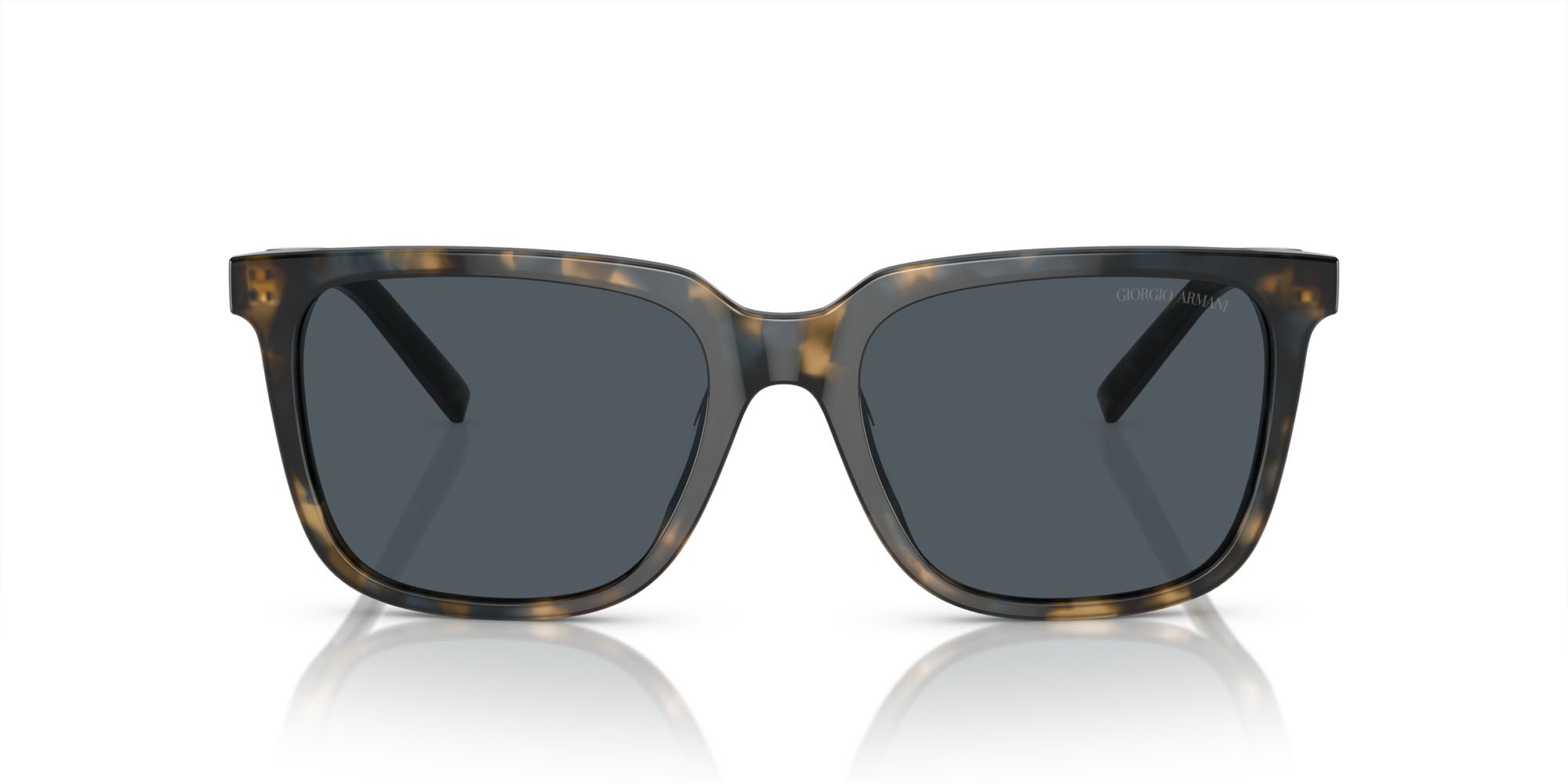Occhiali da sole Giorgio Armani AR 8202U (604887) colore blu havana forma quadrato lenti grigio scuro