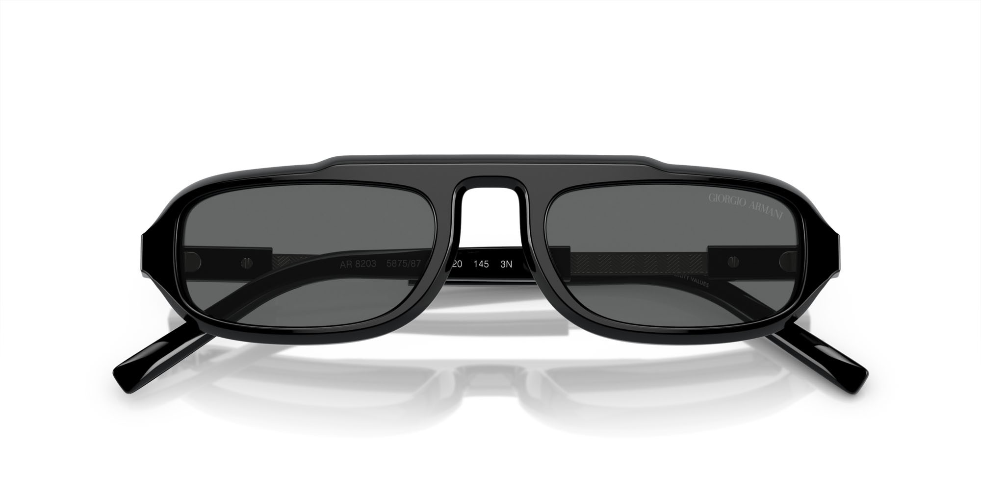 Sunglasses Giorgio Armani AR 8203 (587587) color nero shape rectangle lenses grigio scuro