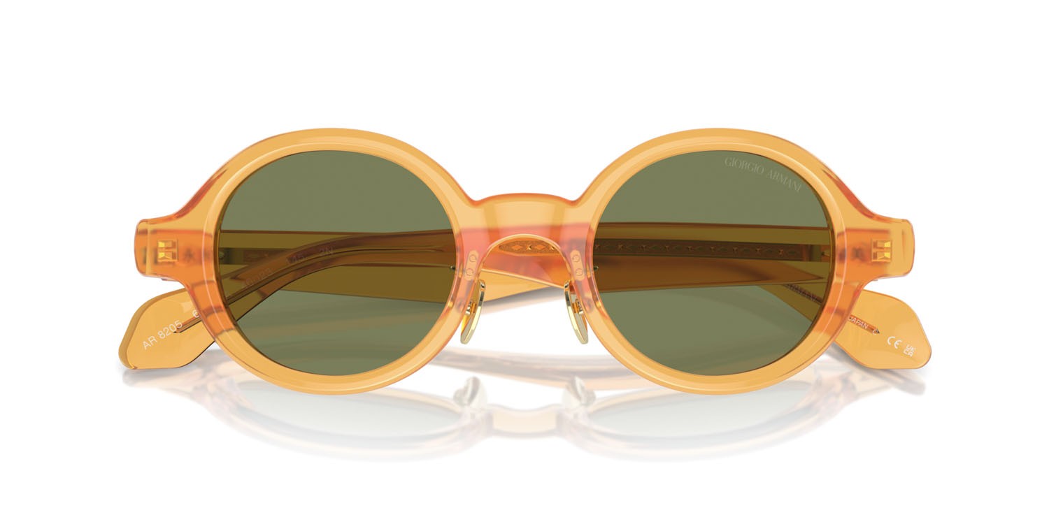 Occhiali da sole Giorgio Armani AR 8205 (60632A) colore miele trasparente forma ovale lenti verde