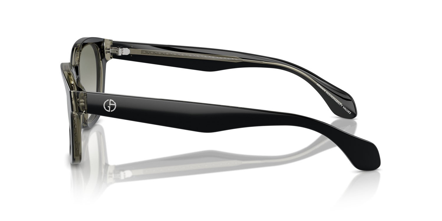 Occhiali da sole Giorgio Armani AR 8207 (60873M) colore top nero/verde trasparente forma pantos lenti verde sfumato