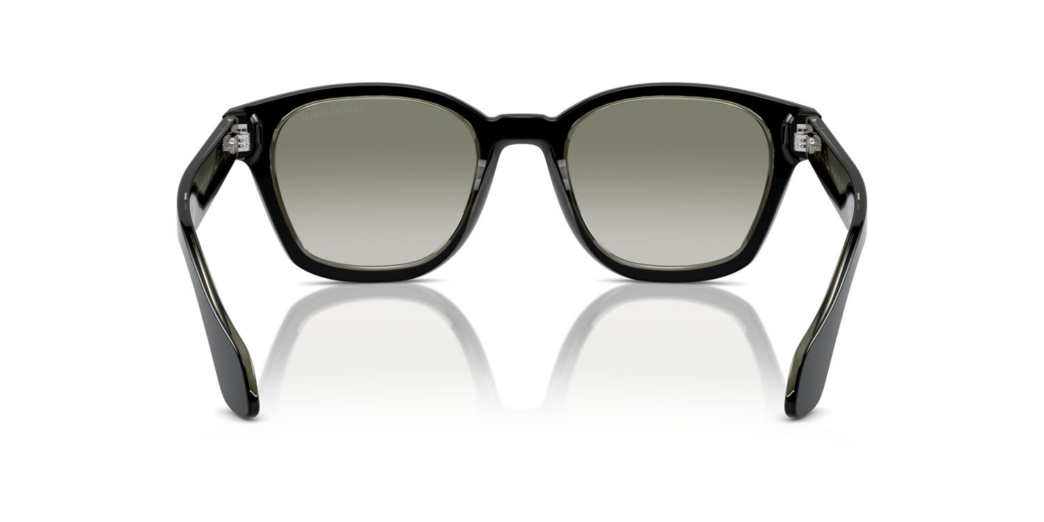 Occhiali da sole Giorgio Armani AR 8207 (60873M) colore top nero/verde trasparente forma pantos lenti verde sfumato