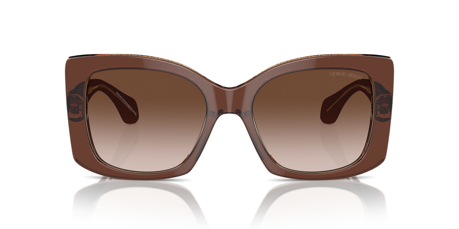 Occhiali da sole Giorgio Armani AR 8208U (609013) colore top transparent brown/honey forma quadrato lenti marrone sfumato