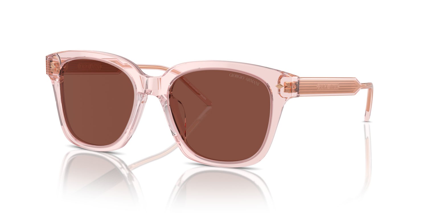 Sunglasses Giorgio Armani AR 8210U (6073C5) color rosa trasparente shape square lenses rosso