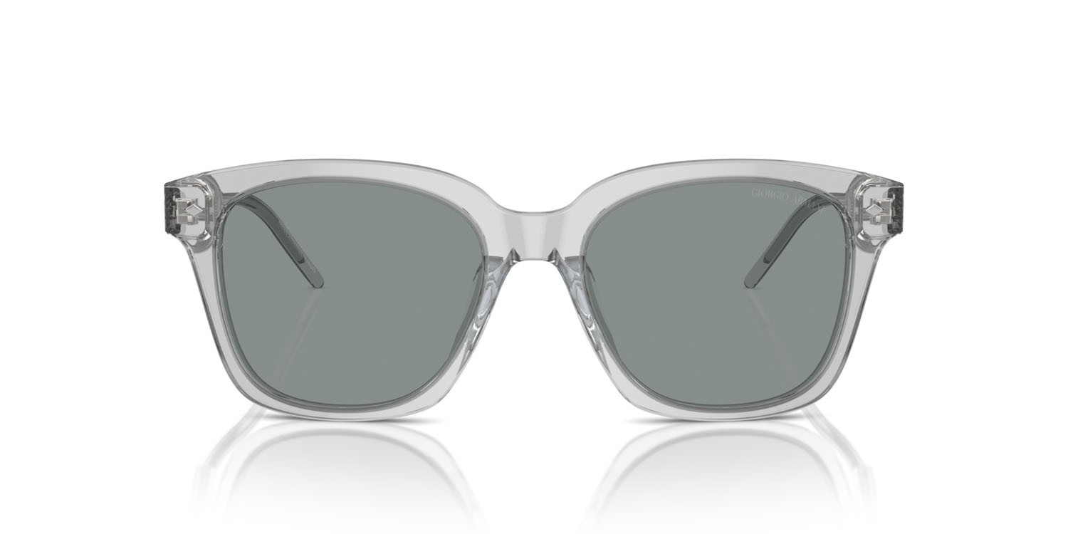 Sunglasses Giorgio Armani AR 8210U (608056) color grigio trasparente shape square lenses blu