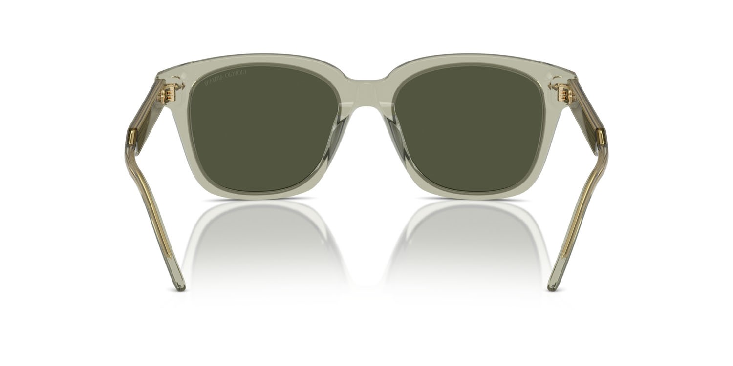 Occhiali da sole Giorgio Armani AR 8210U (608331) colore verde trasparente forma quadrato lenti verde
