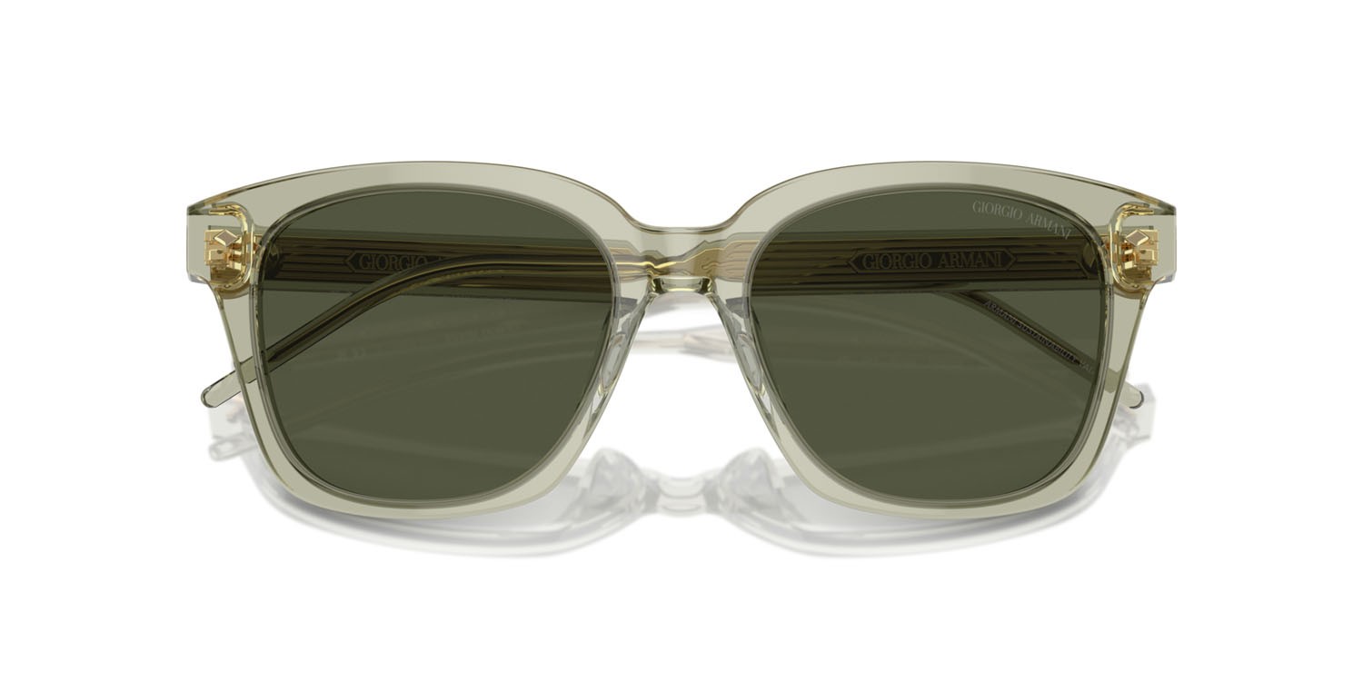 Occhiali da sole Giorgio Armani AR 8210U (608331) colore verde trasparente forma quadrato lenti verde