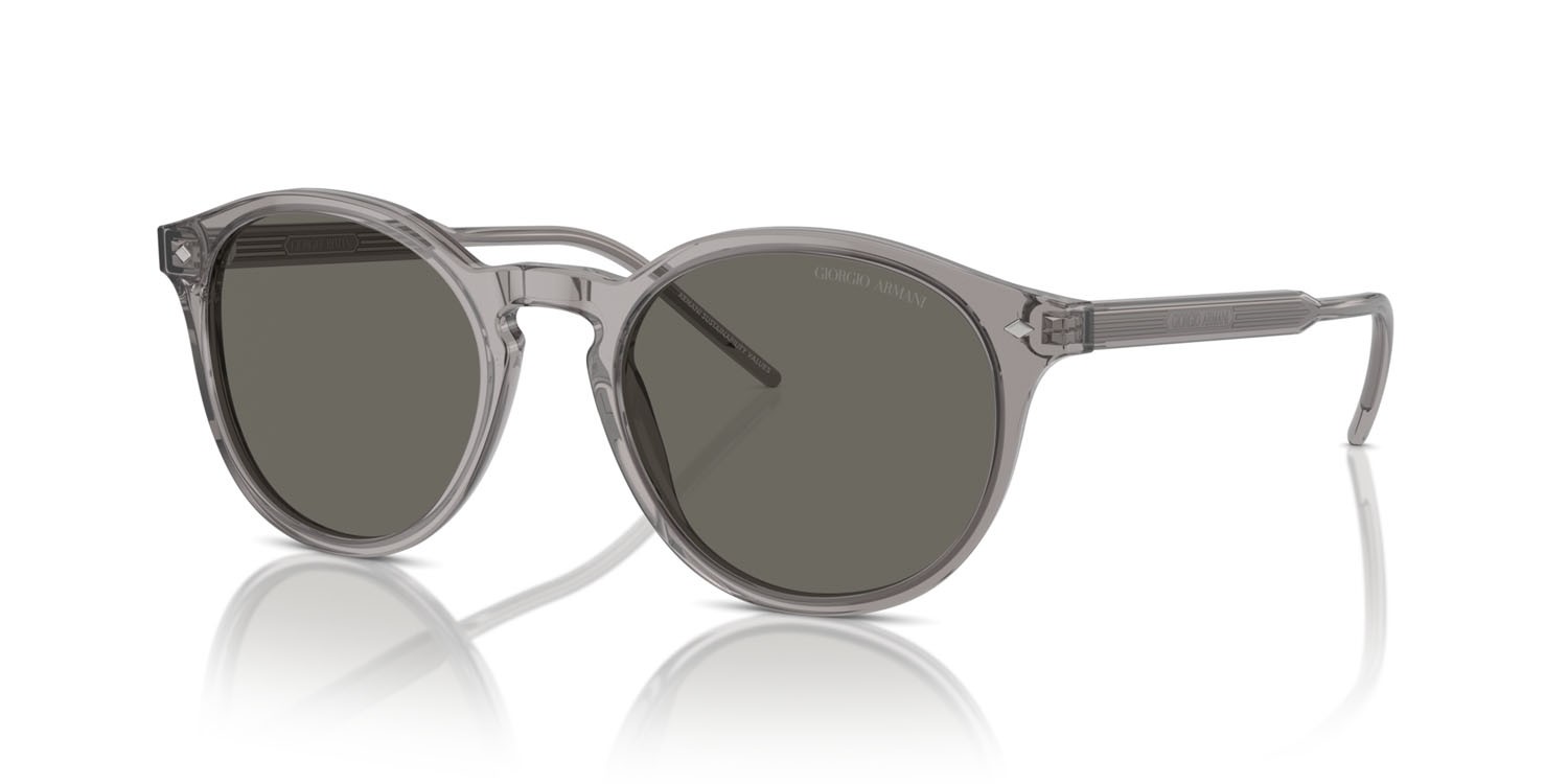 Sunglasses Giorgio Armani AR 8211 (6070R5) color grigio trasparente shape pantos lenses grigio