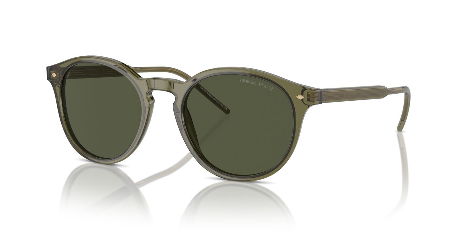 Sunglasses Giorgio Armani AR 8211 (607452) color verde trasparente shape pantos lenses verde