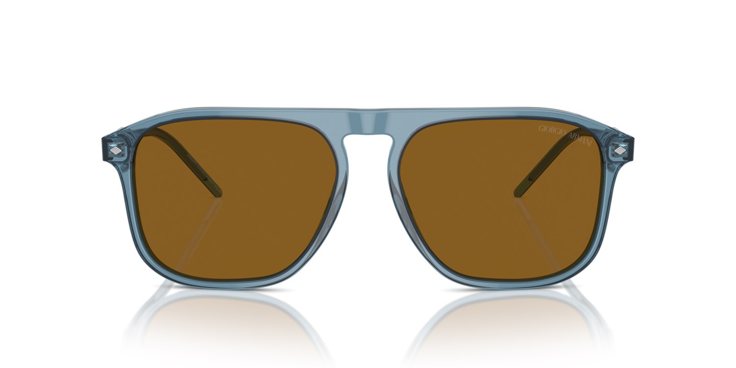 Sonnenbrillen Giorgio Armani AR 8212 (607133) farbe blu trasparente form quadratisch gläser marrone
