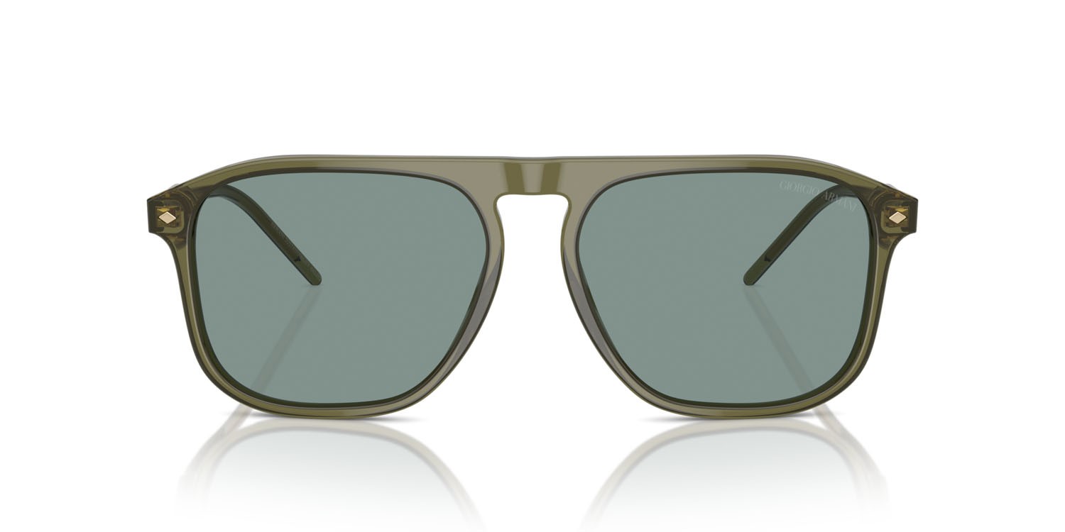 Occhiali da sole Giorgio Armani AR 8212 (607456) colore verde trasparente forma quadrato lenti grigio
