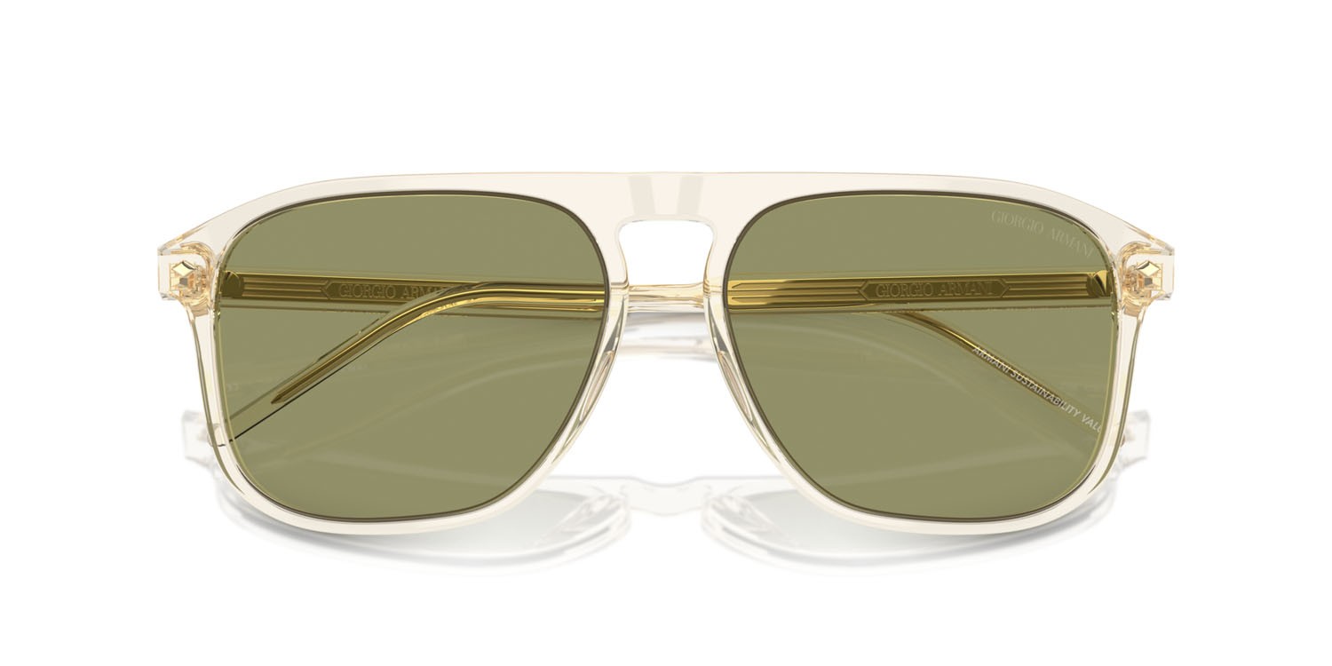 Occhiali da sole Giorgio Armani AR 8212 (607714) colore giallo trasparente forma quadrato lenti verde