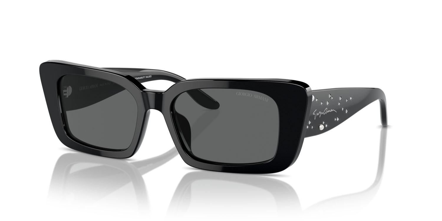 Sonnenbrillen Giorgio Armani AR 8214BU (500187) farbe nero form rechteckig gläser grigio scuro