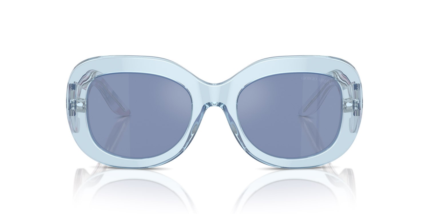 Sonnenbrillen Giorgio Armani AR 8217 (61521U) farbe azzurro trasparente form oval gläser azzurro specchiato argento