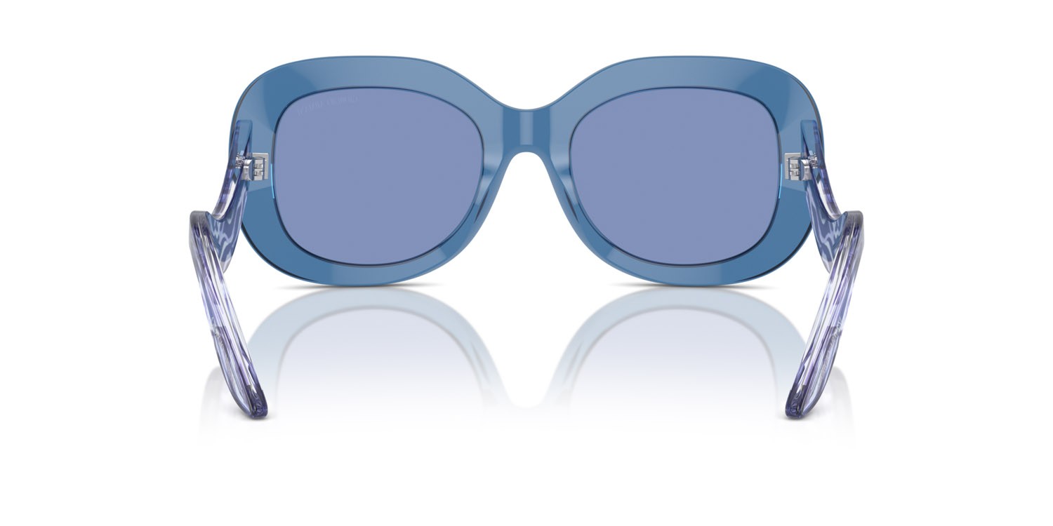 Sunglasses Giorgio Armani AR 8217 (61531U) color blu trasparente shape oval lenses azzurro specchiato argento