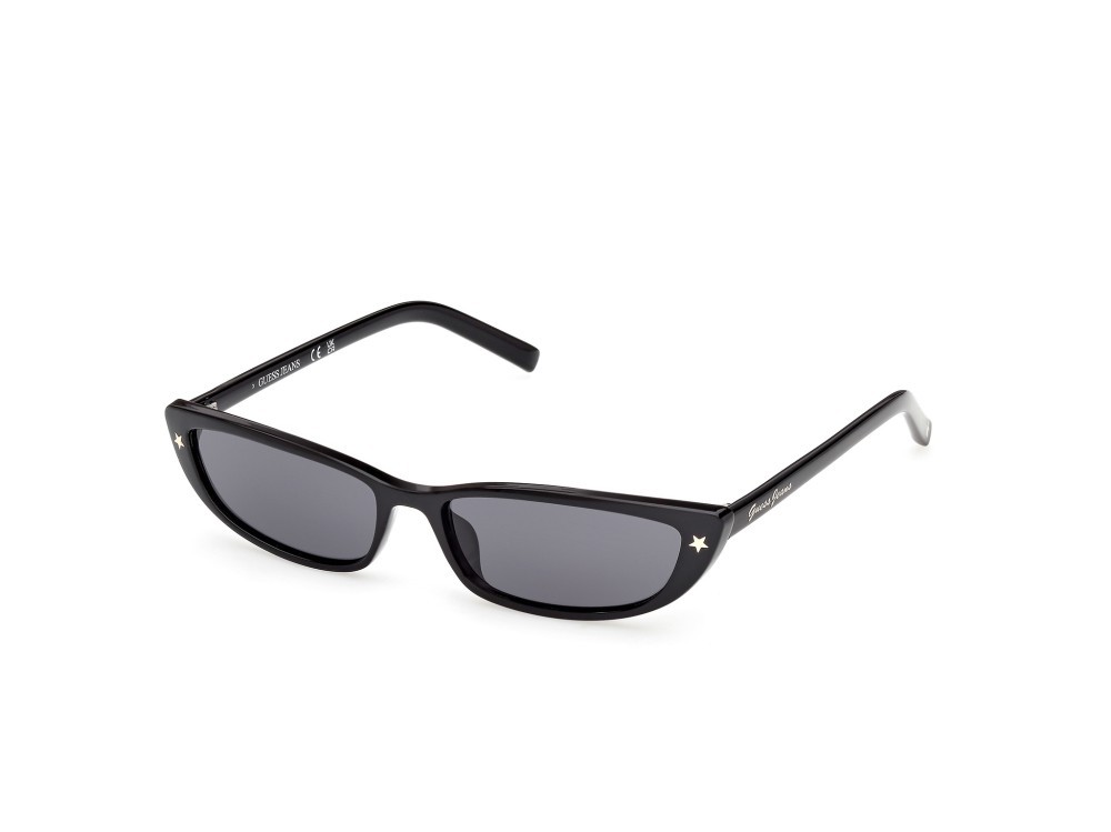 Sunglasses Guess Jeans GJ00001 (01A) color nero lucido  shape cat eye lenses fumo