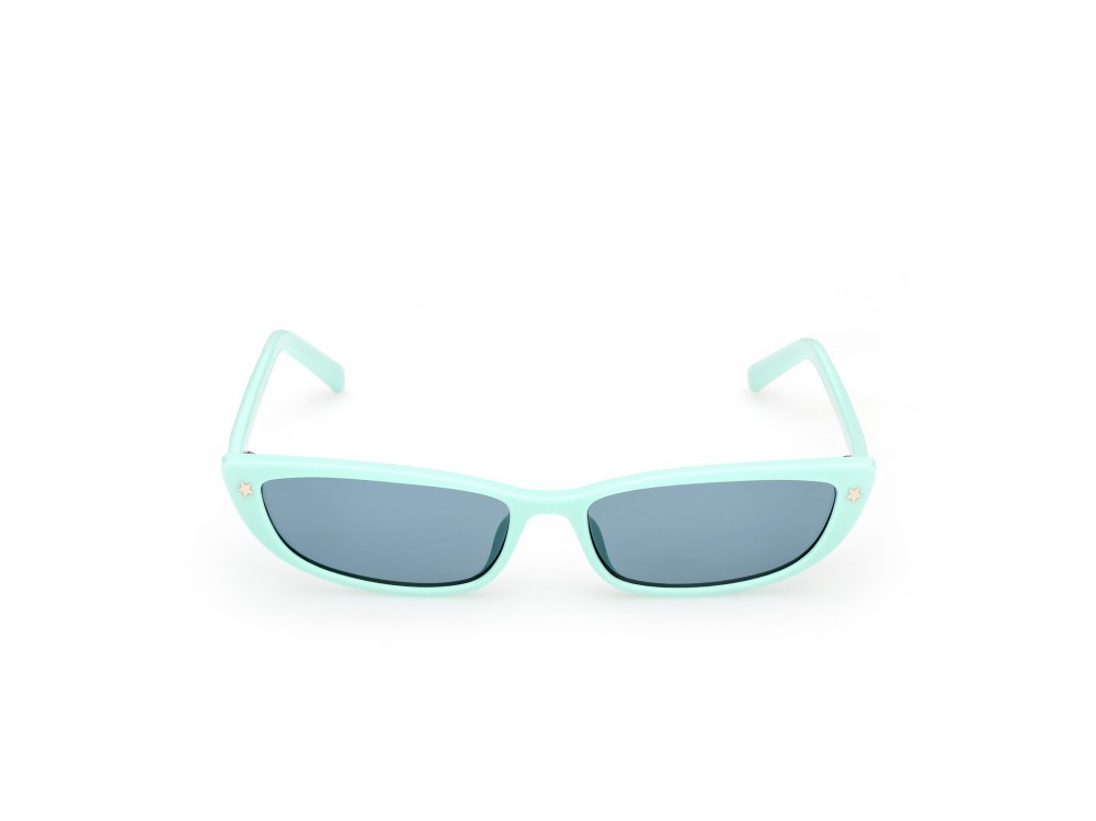 Sunglasses Guess Jeans GJ00001 (87V) color turchese lucido shape cat eye lenses blu