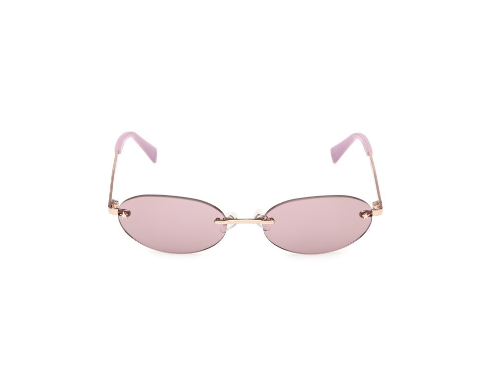 Sunglasses Guess Jeans GJ00006 (28S) color oro rosé lucido shape oval lenses bordeaux 