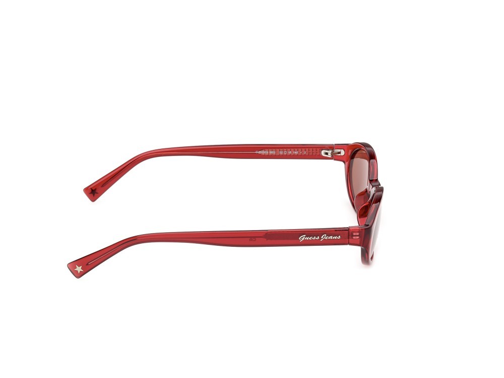 Sunglasses Guess Jeans GJ00009 (66S) color rosso scuro lucido shape oval lenses bordeaux 
