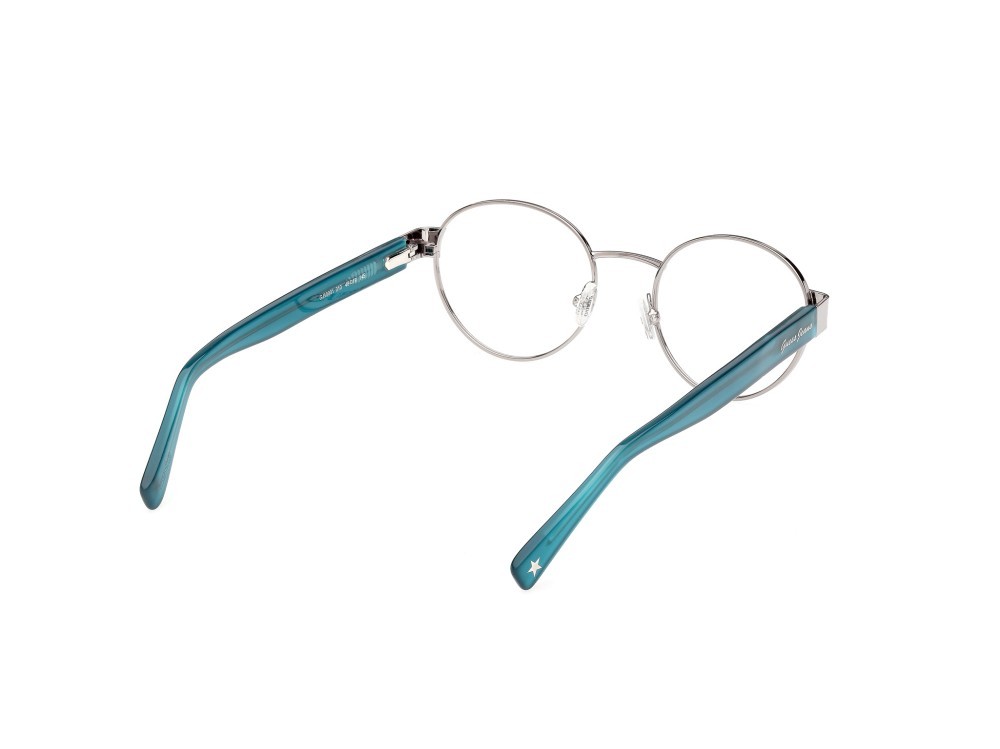 Eyeglasses Guess Jeans GJ50001 (010) color nickel stagno chiaro anticato lucido / turchese lucido shape round 